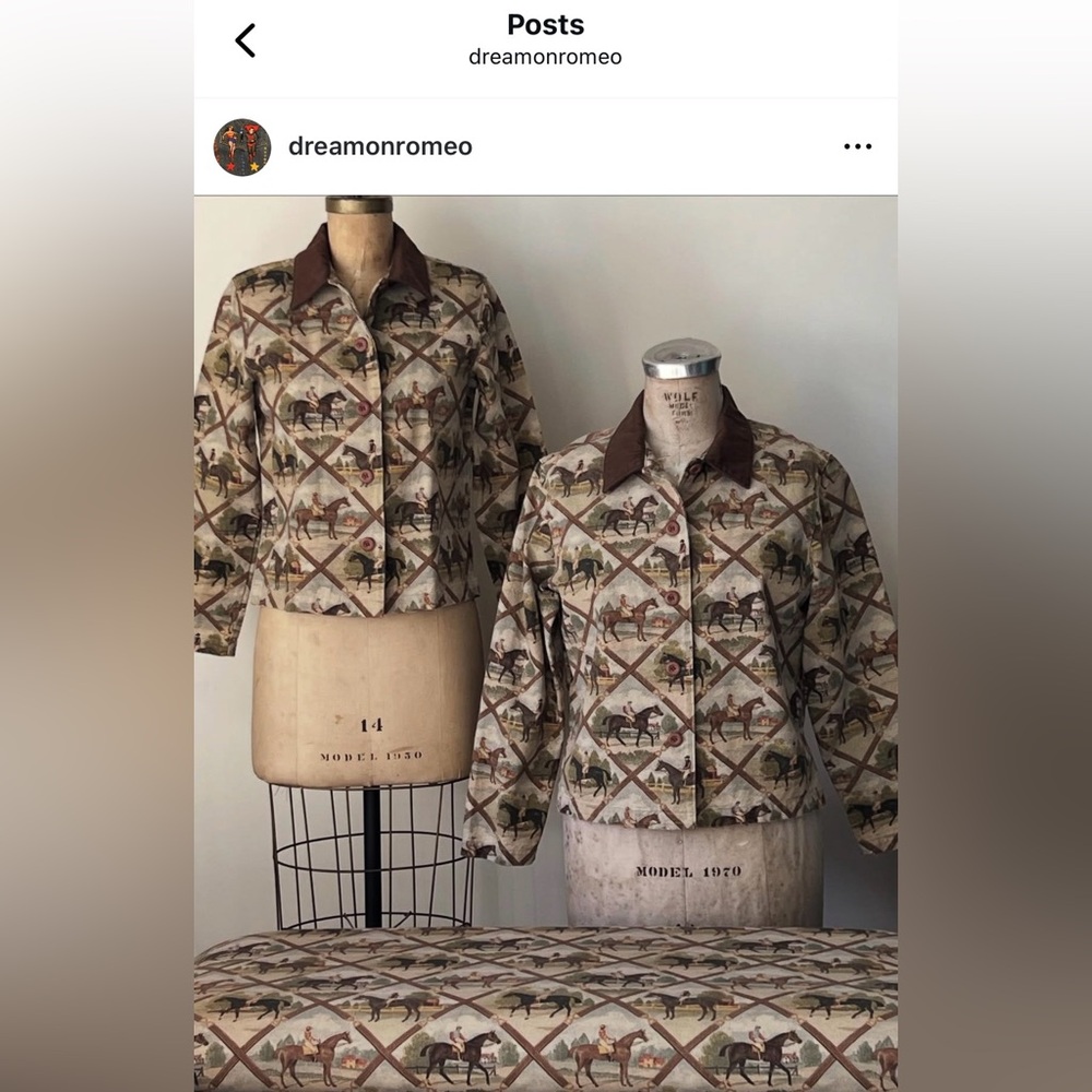 Handmade Vintage Horse Print Equestrian Jacket